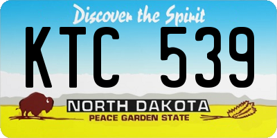 ND license plate KTC539