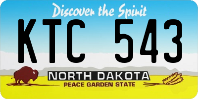 ND license plate KTC543