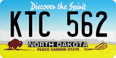 ND license plate KTC562