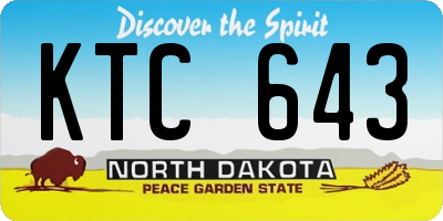 ND license plate KTC643