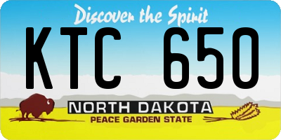 ND license plate KTC650