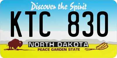 ND license plate KTC830