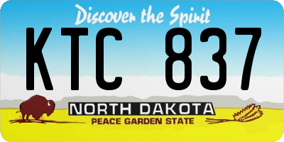 ND license plate KTC837