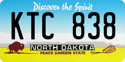 ND license plate KTC838