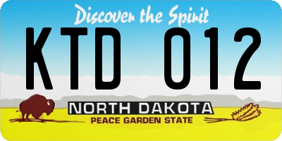 ND license plate KTD012