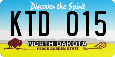 ND license plate KTD015