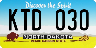 ND license plate KTD030