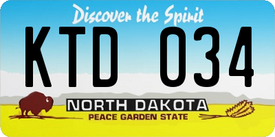 ND license plate KTD034