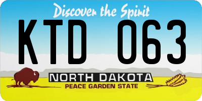 ND license plate KTD063