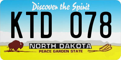 ND license plate KTD078