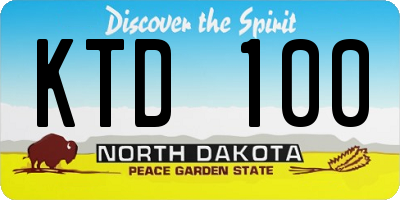 ND license plate KTD100