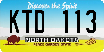 ND license plate KTD113