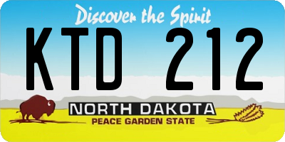 ND license plate KTD212