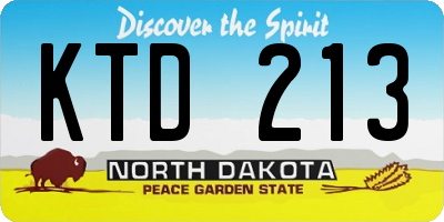 ND license plate KTD213