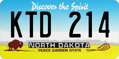 ND license plate KTD214