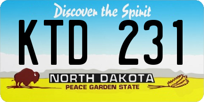 ND license plate KTD231