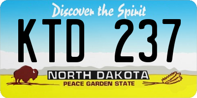 ND license plate KTD237