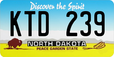 ND license plate KTD239
