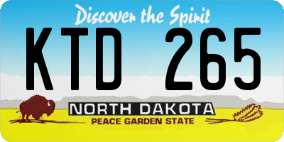 ND license plate KTD265