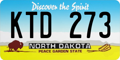 ND license plate KTD273