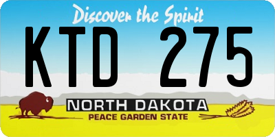 ND license plate KTD275