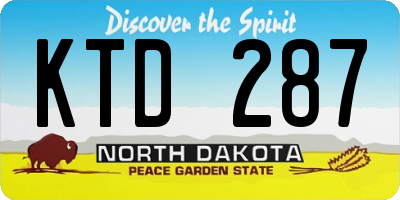 ND license plate KTD287