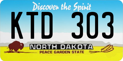 ND license plate KTD303