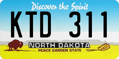 ND license plate KTD311