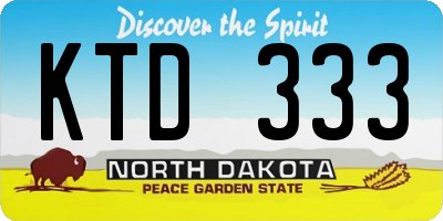 ND license plate KTD333