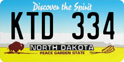 ND license plate KTD334