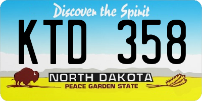 ND license plate KTD358