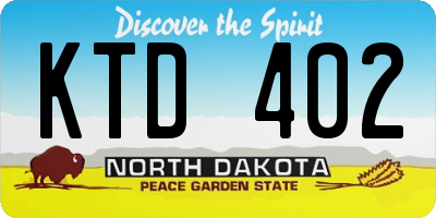 ND license plate KTD402