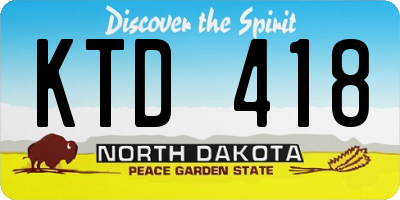 ND license plate KTD418