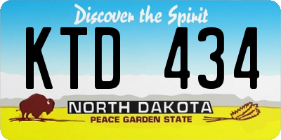 ND license plate KTD434