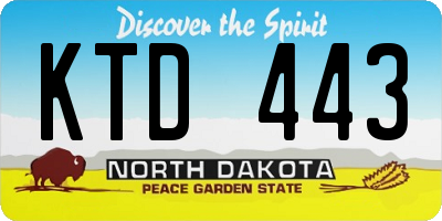 ND license plate KTD443