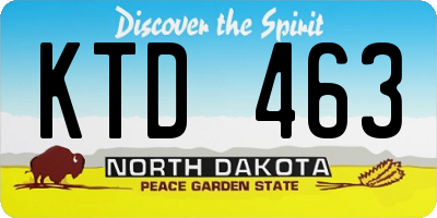 ND license plate KTD463