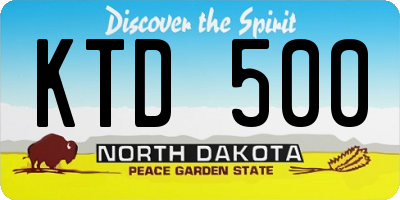 ND license plate KTD500