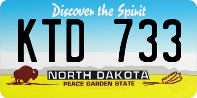 ND license plate KTD733