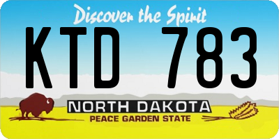 ND license plate KTD783
