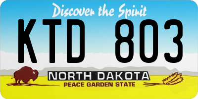 ND license plate KTD803