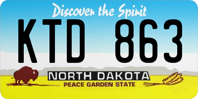 ND license plate KTD863