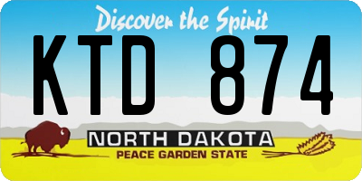 ND license plate KTD874