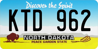 ND license plate KTD962