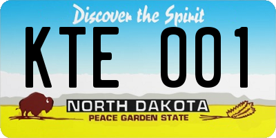 ND license plate KTE001