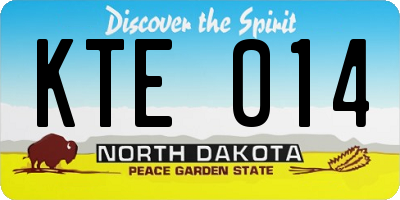 ND license plate KTE014