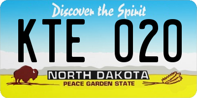 ND license plate KTE020