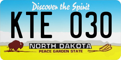 ND license plate KTE030