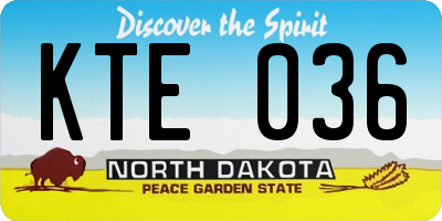 ND license plate KTE036