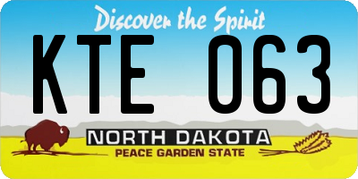 ND license plate KTE063