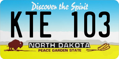 ND license plate KTE103